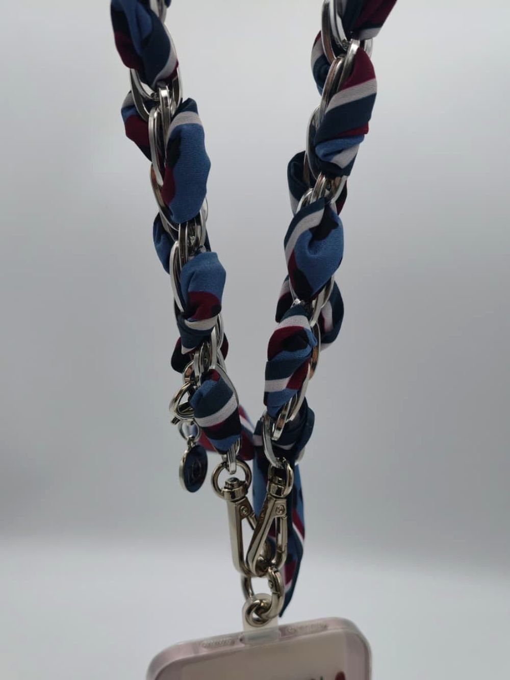 Kettenriemen Strap Bordeaux Blau Silber