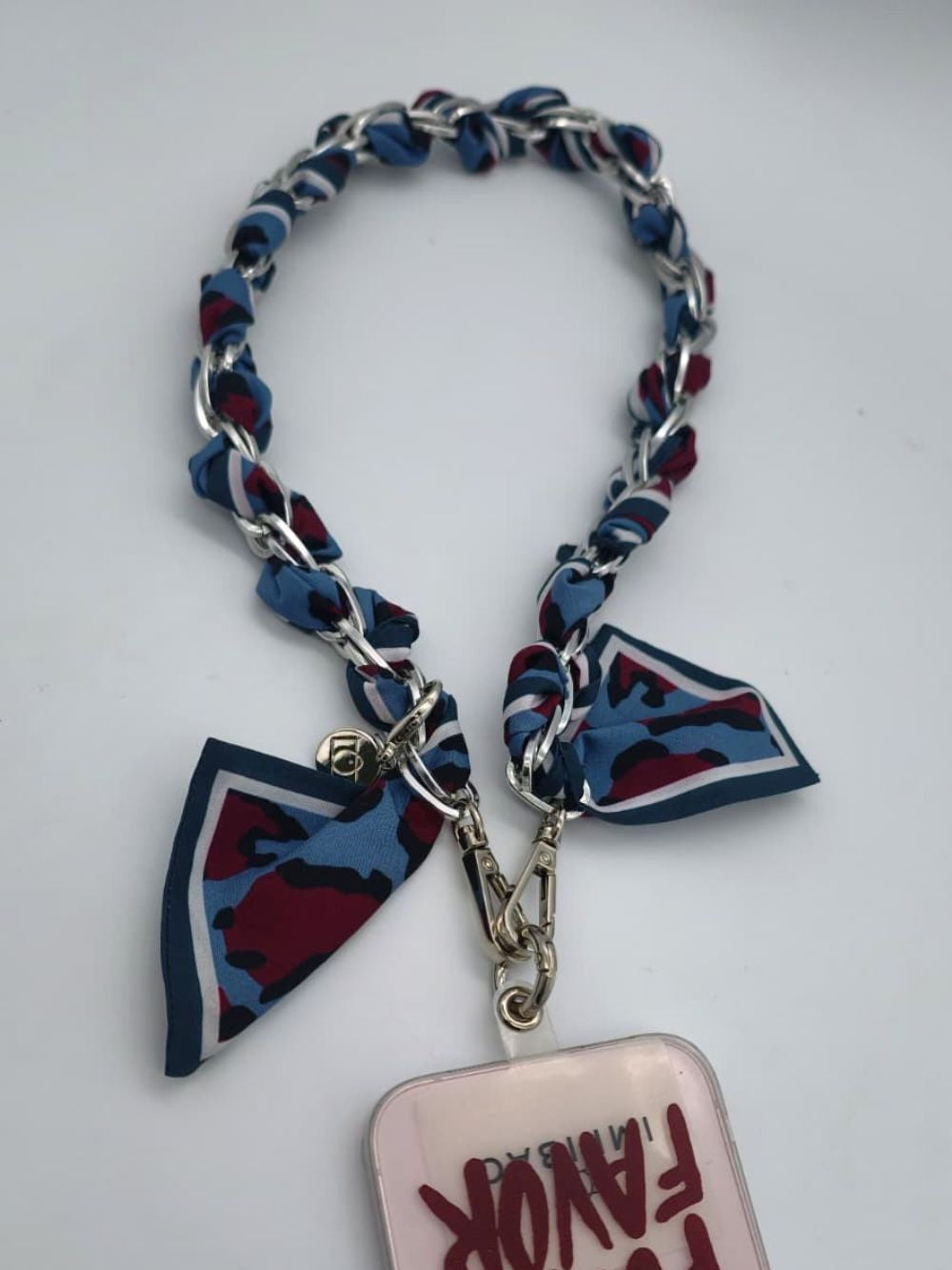 Kettenriemen Strap Bordeaux Blau Silber