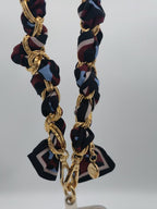 Kettenriemen Strap Bordeaux Blau Gold