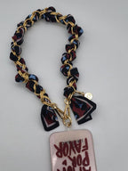 Kettenriemen Strap Bordeaux Blau Gold